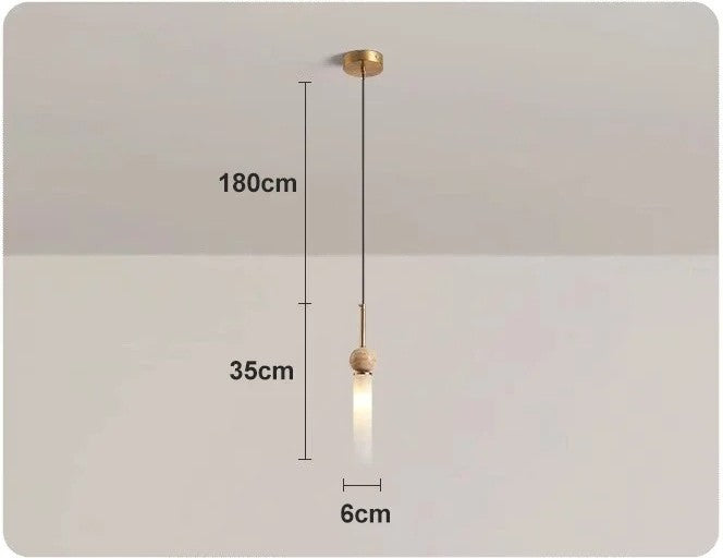 Dimensions de la suspension hauteur 35 cm diamètre 6 cm câble réglable jusqu'à 180 cm