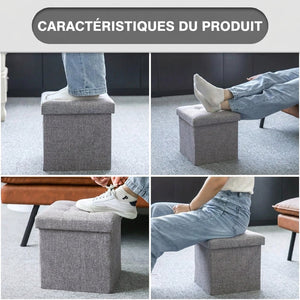 Caractéristiques du tabouret coffre de rangement en usage