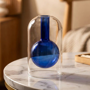Diffuseur en verre double paroi modèle boule bleue décoration intérieure