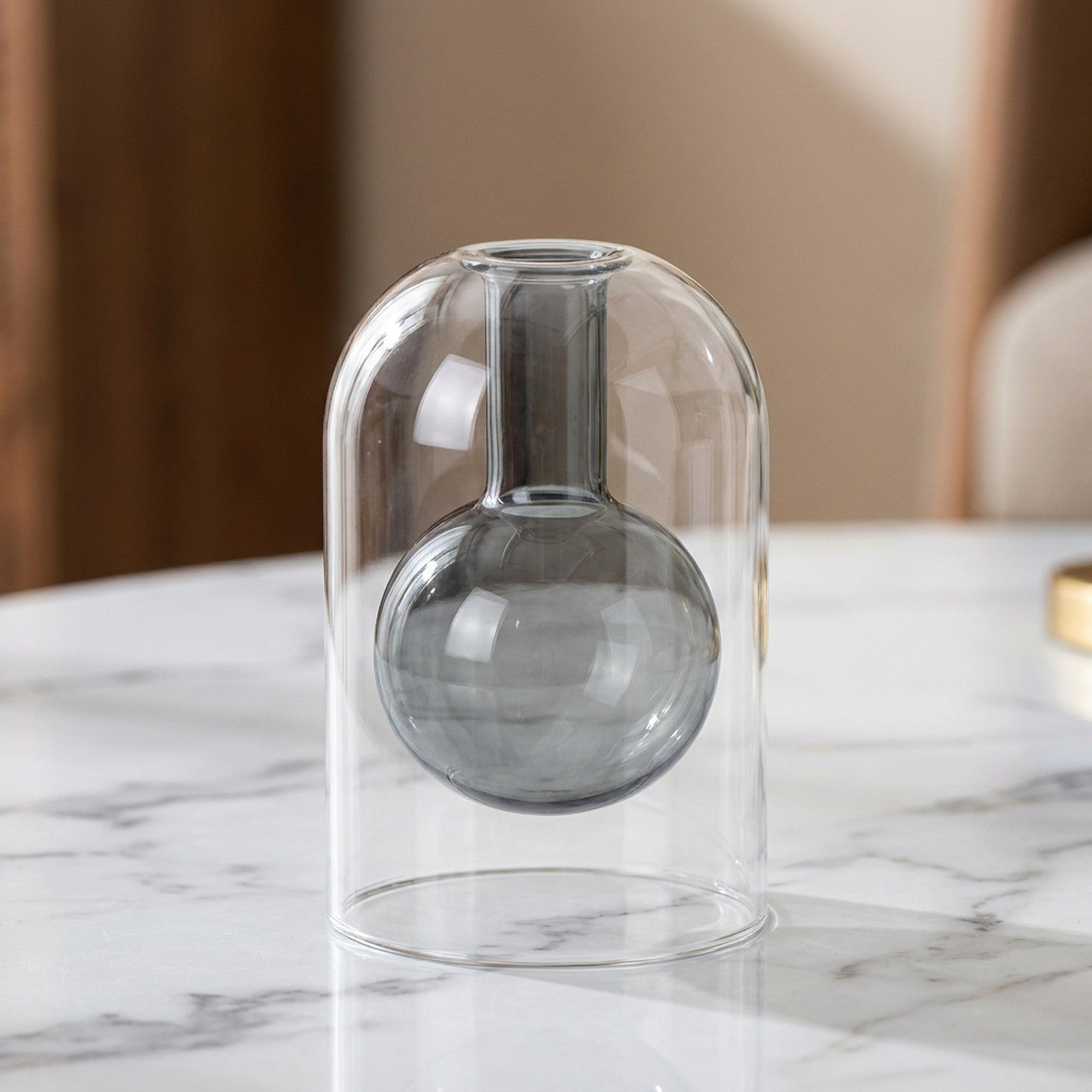 Diffuseur en verre double paroi boule colorée grise 130ml décoration intérieure