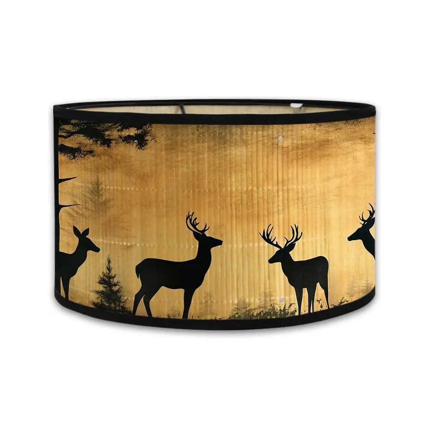 Abat-jour tambour bambou motif oiseaux coloris rose poudré