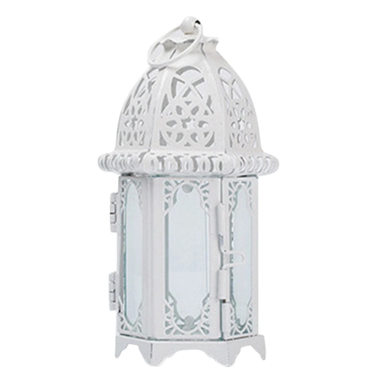 Lanterne marocaine Blanche Verre clair métal ajouré