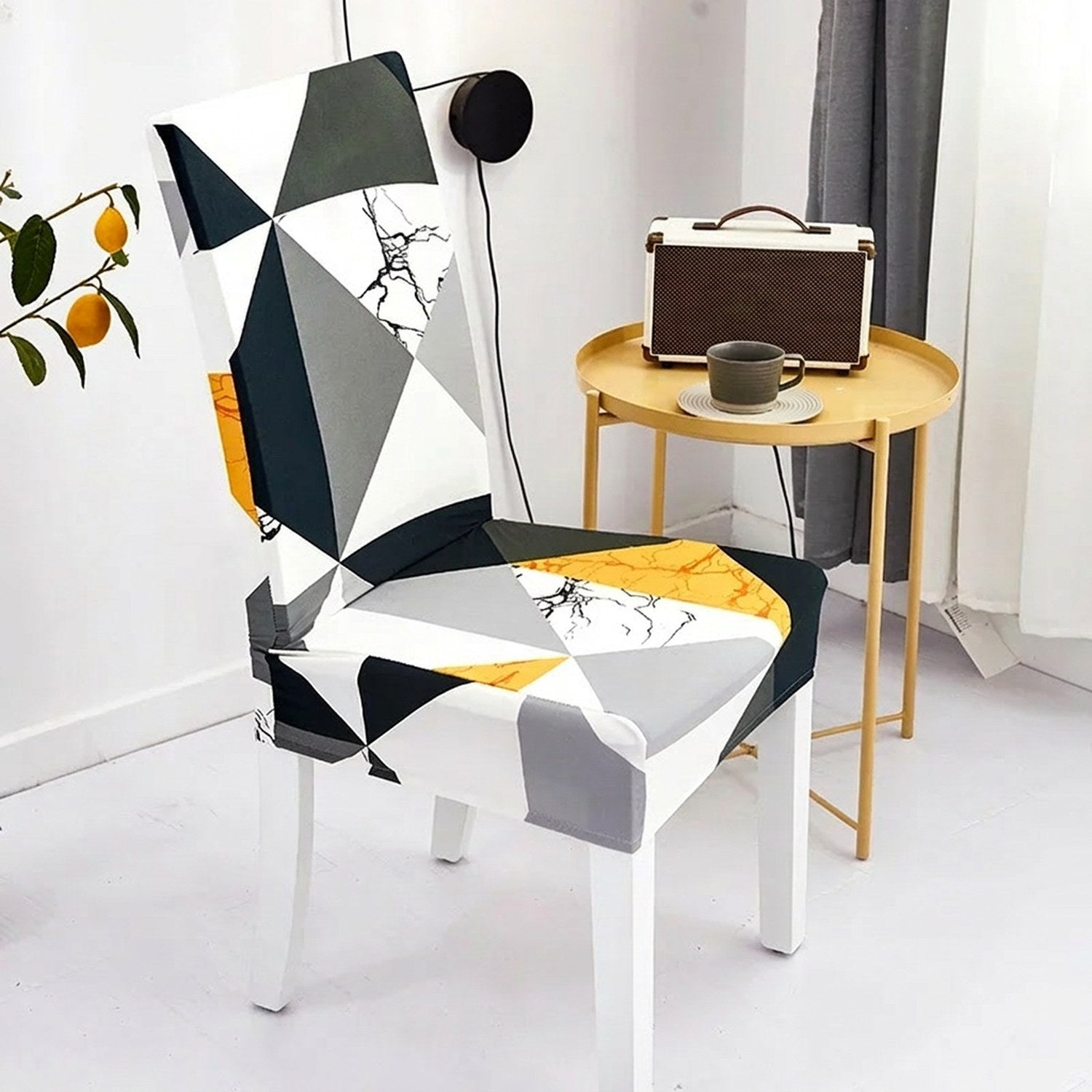 Housse de chaise imprimée motif géométrique moderne