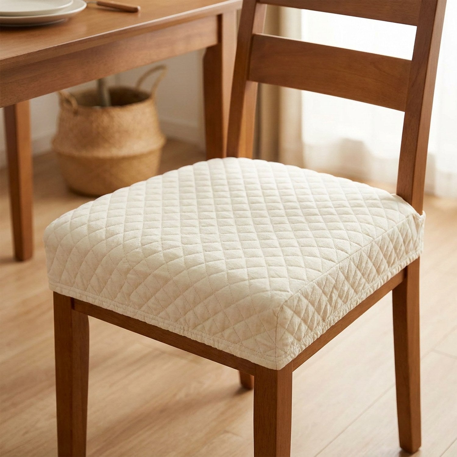 Housse de siège de chaise imperméable coloris ivoire