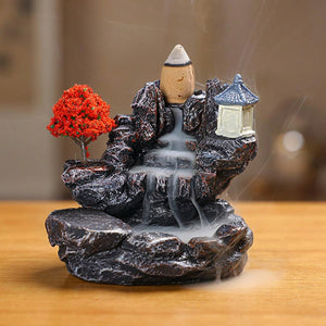 Porte-encens à reflux cascade en résine modèle érable rouge