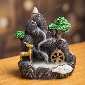 Porte-encens à reflux cascade en résine modèle cerf doré