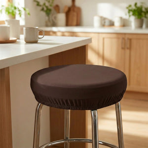 Housse de tabouret ronde élastique Marron