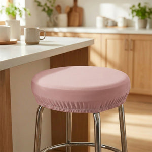 Housse de tabouret ronde élastique Rose