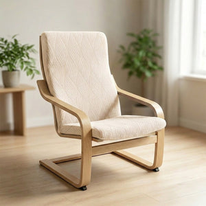 Housse de fauteuil scandinave beige en jacquard ondulé