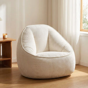 Fauteuil pouf seul en velours côtelé blanc