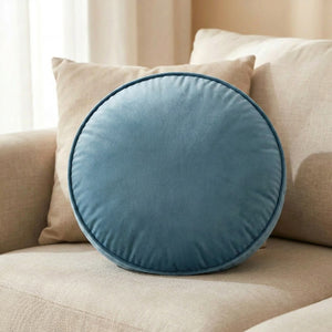 Housse de coussin ronde en velours Bleu