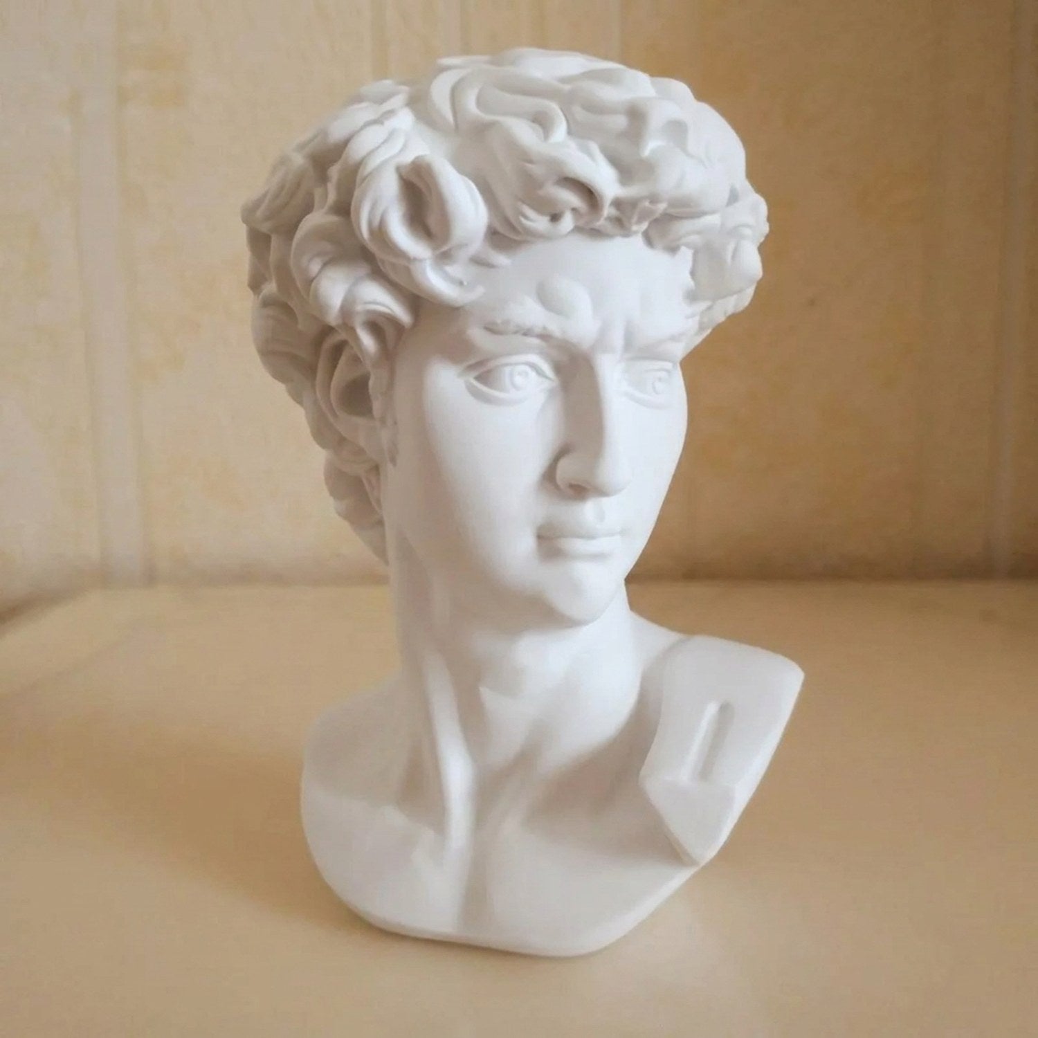 Buste de David de Michel-Ange en résine blanche style antique