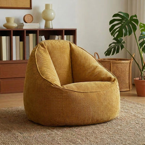 Fauteuil pouf seul en velours côtelé doré