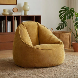 Fauteuil pouf seul en velours côtelé doré
