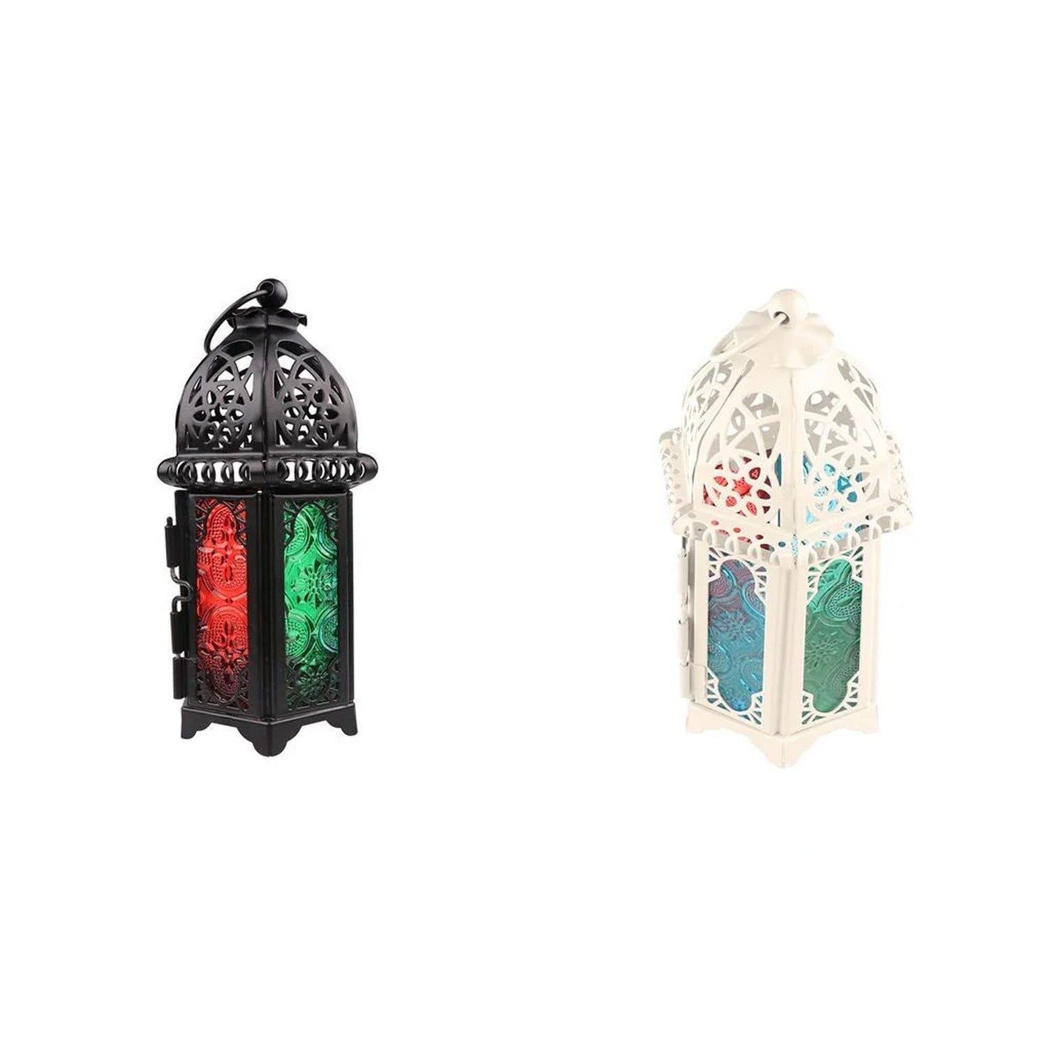 Lot 2 lanternes marocaines - Duo Mixte (1 noir + 1 blanc)