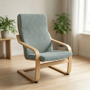 Housse de fauteuil scandinave vert sauge en jacquard ondulé