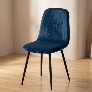 Housse de chaise en velours bleu foncé