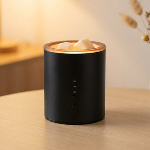 Brûle-parfum électrique en aluminium noir avec fondants parfumés