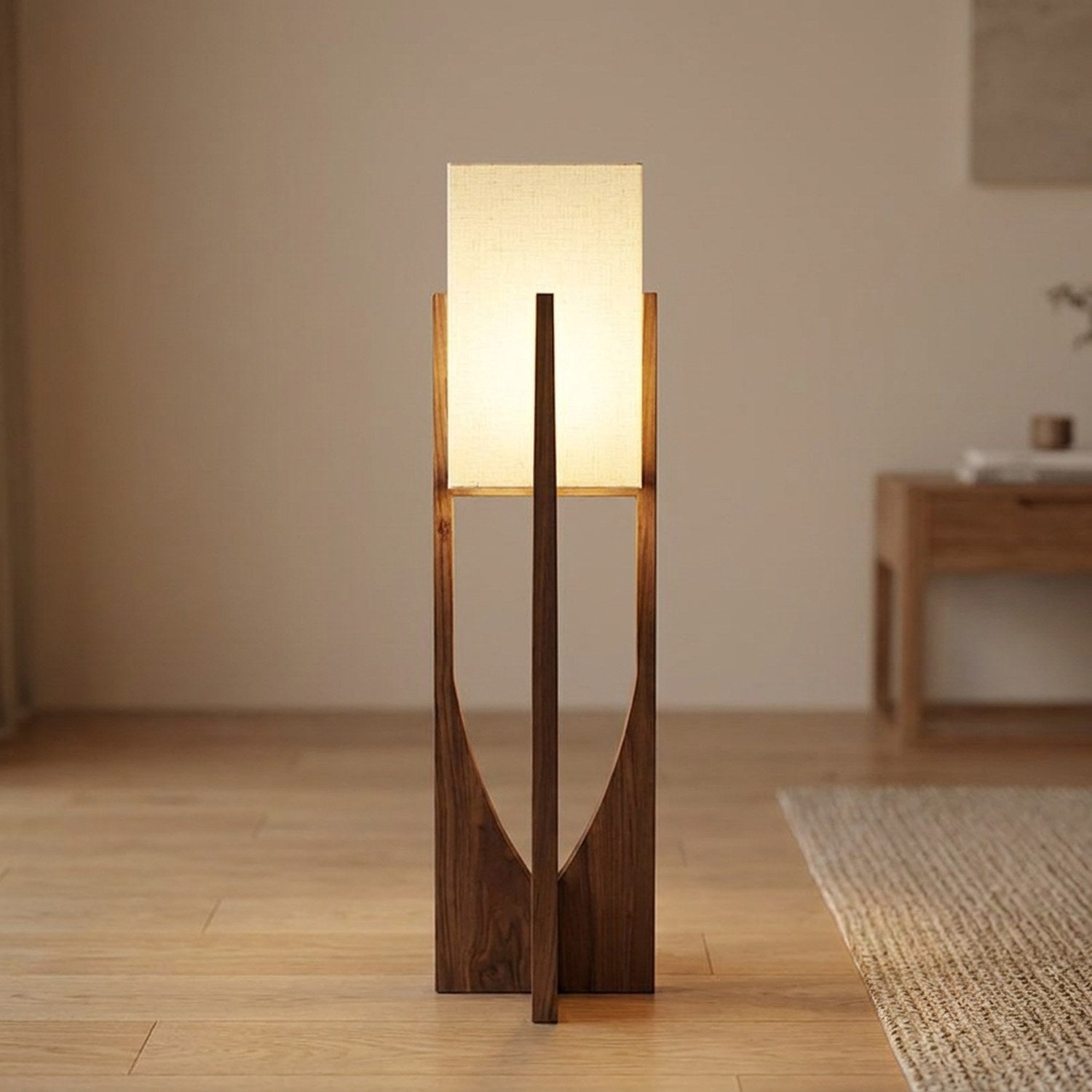 Lampadaire japonais en bois noyer 82 cm