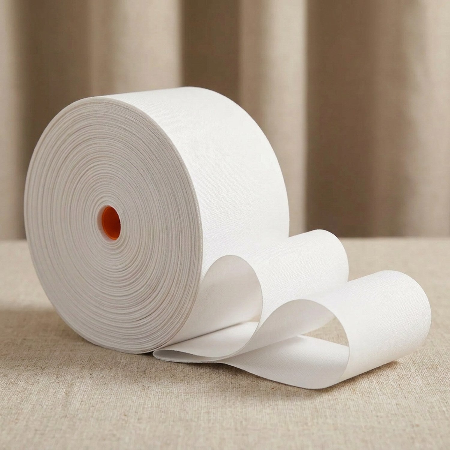 Rouleau de ruban à œillets blanc lisse en coton et lin pour rideaux