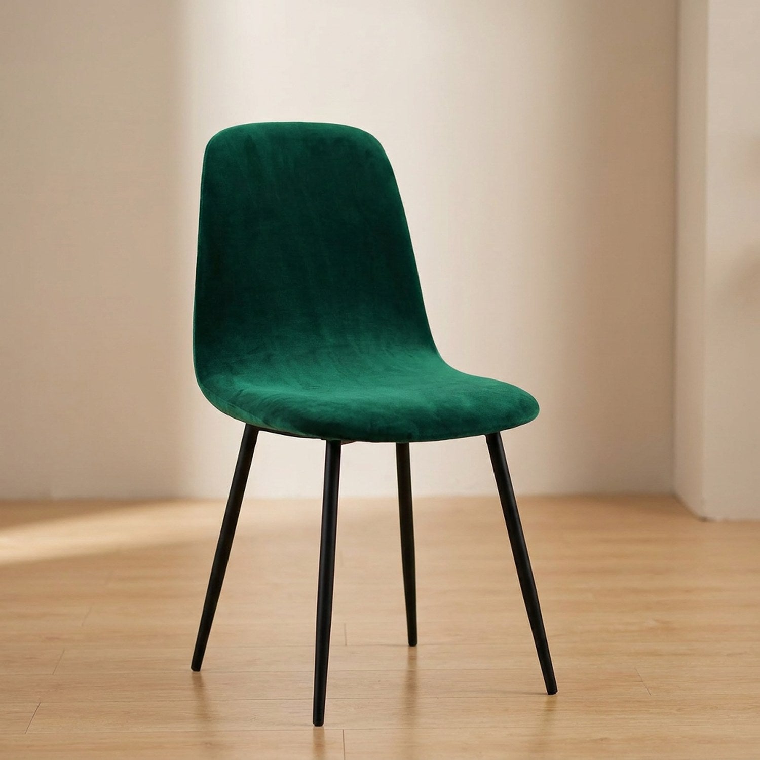 Housse de chaise en velours vert foncé