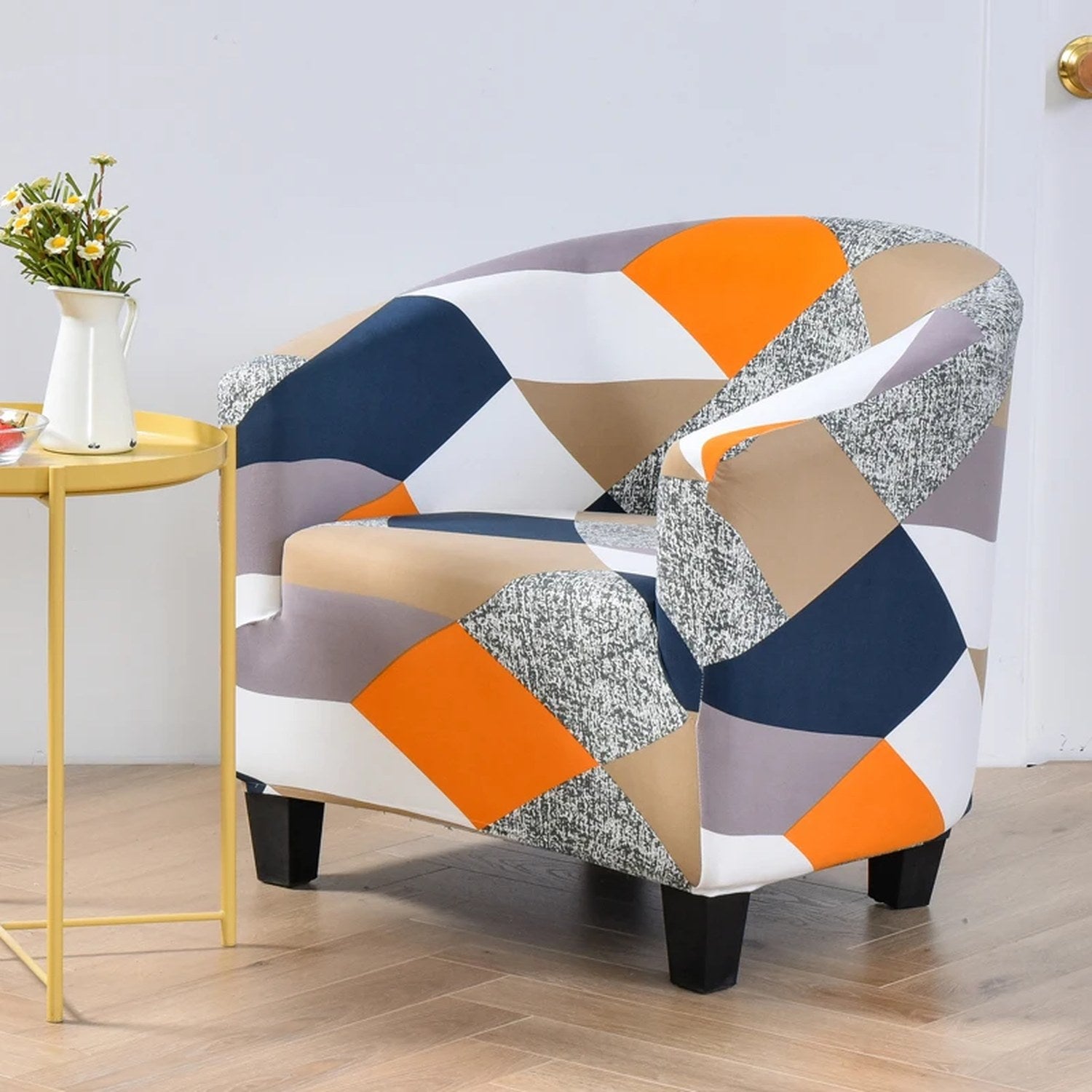 Housse de fauteuil cabriolet motif patchwork géométrique coloré