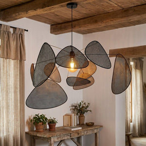 Lustre rotin suspension diamètre 120 cm