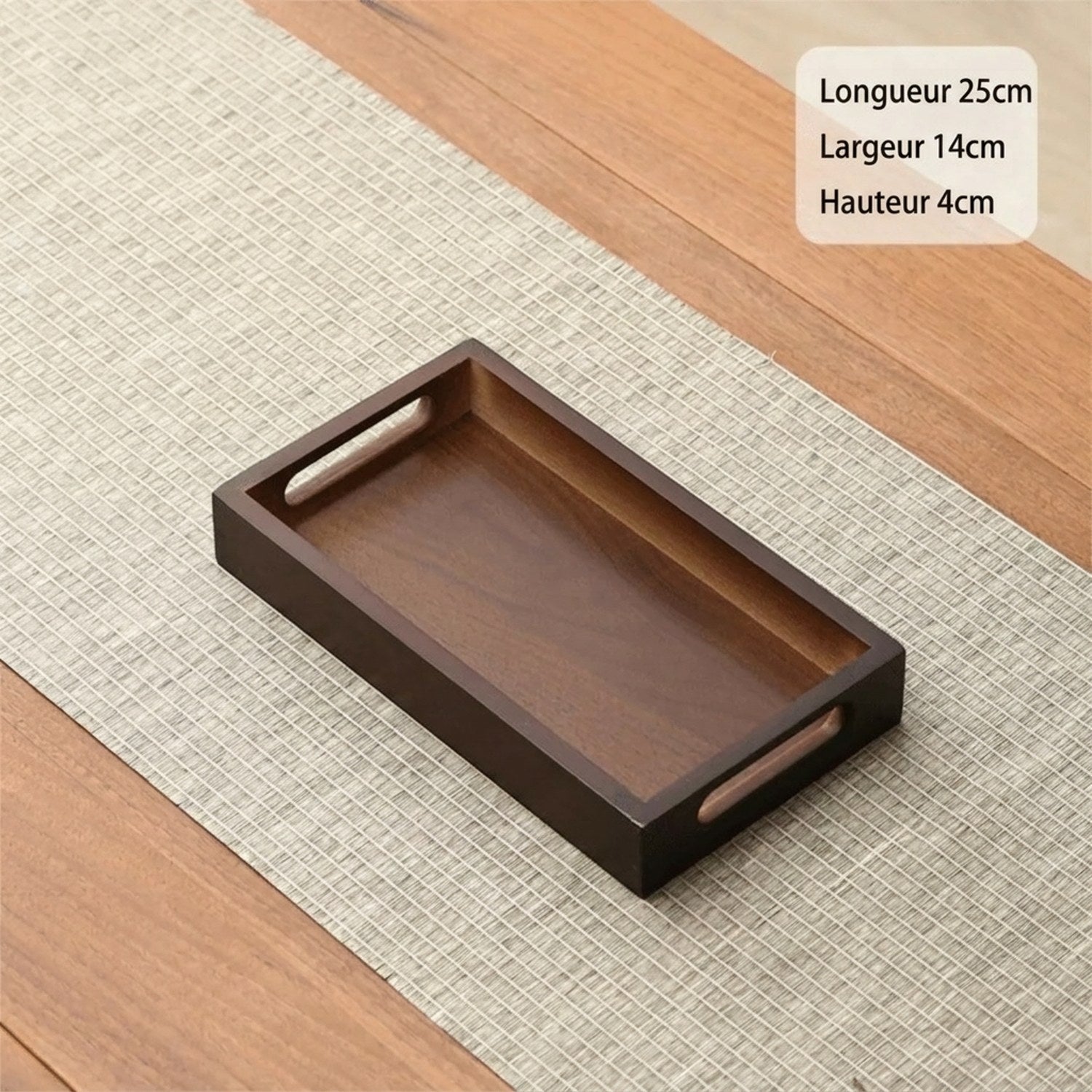 Plateau bambou noyer taille S (25×14 cm)