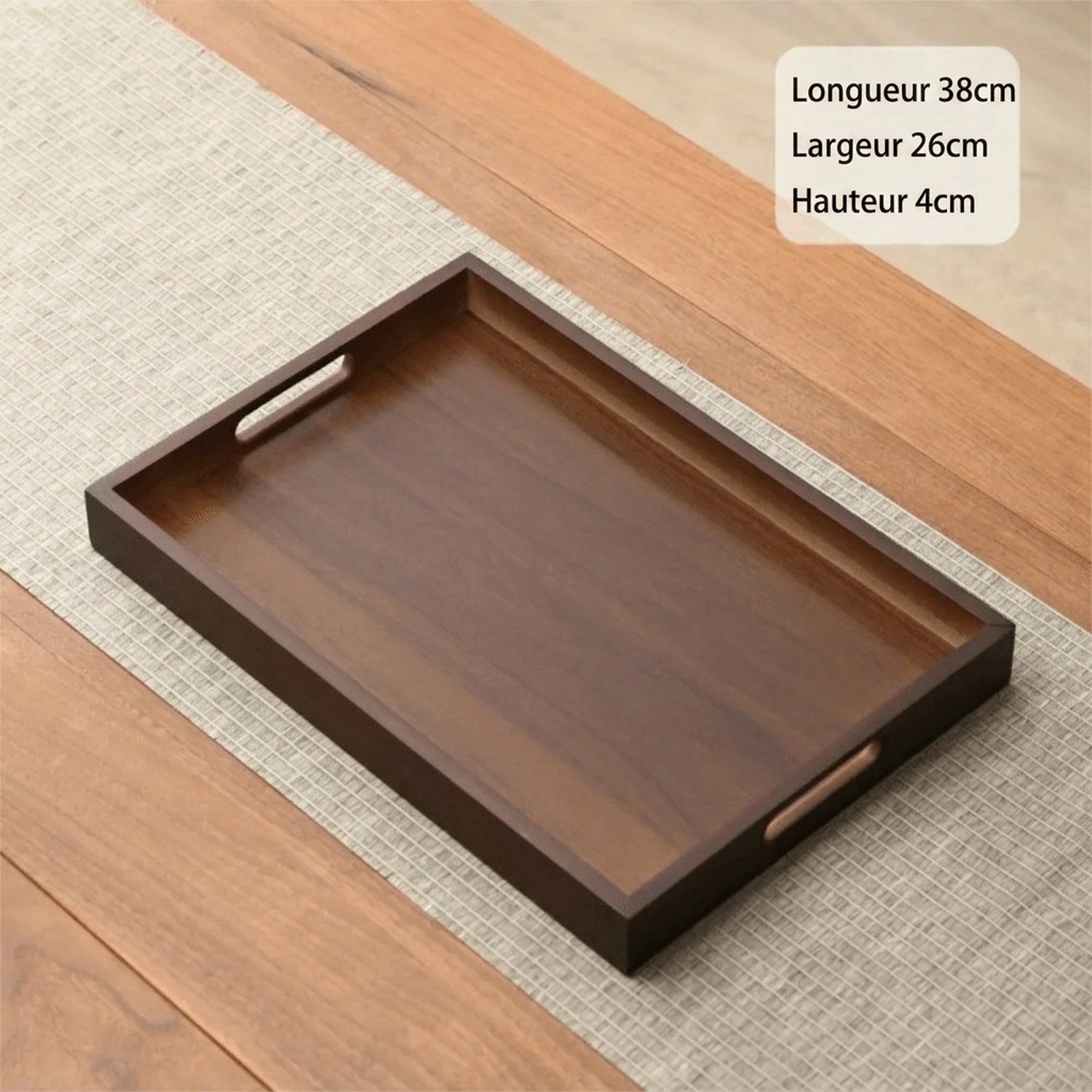 Plateau bambou noyer taille XXL (38×26 cm)