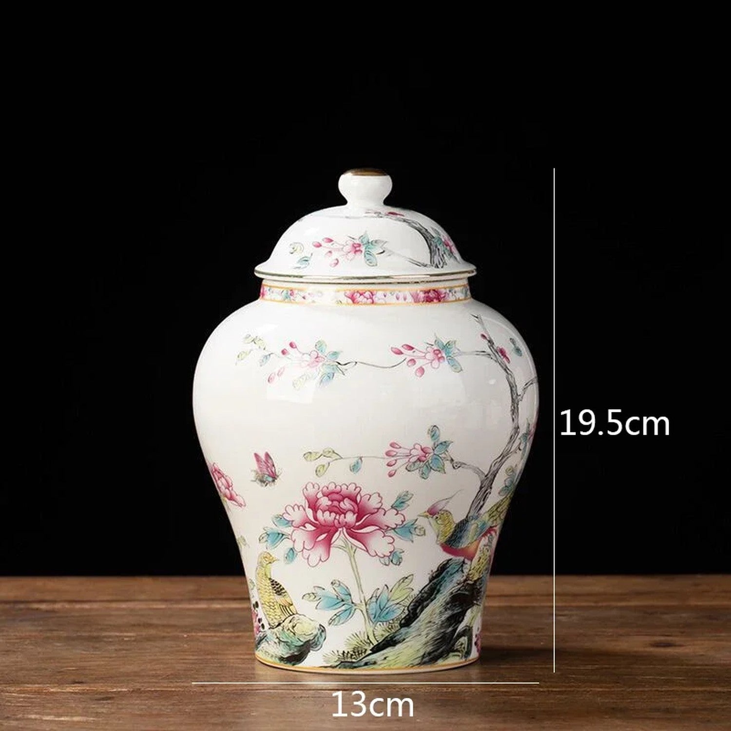 Pot à thé haut pivoine oiseau porcelaine chinoise colorée
