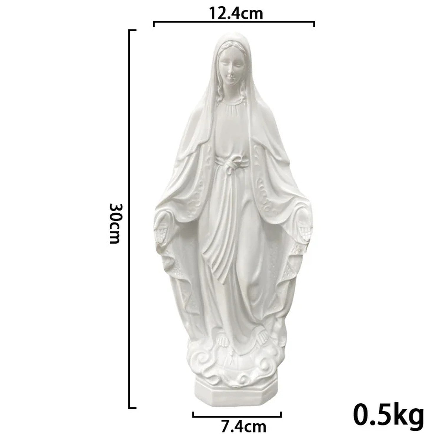 Dimensions Vierge Miraculeuse 30 cm hauteur 12,4 cm largeur
