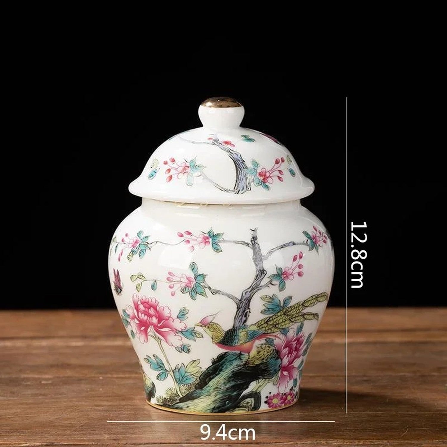 Pot à thé compact pivoine oiseau porcelaine colorée