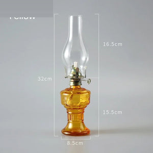 Lampe à pétrole vintage verre ambre - dimensions
