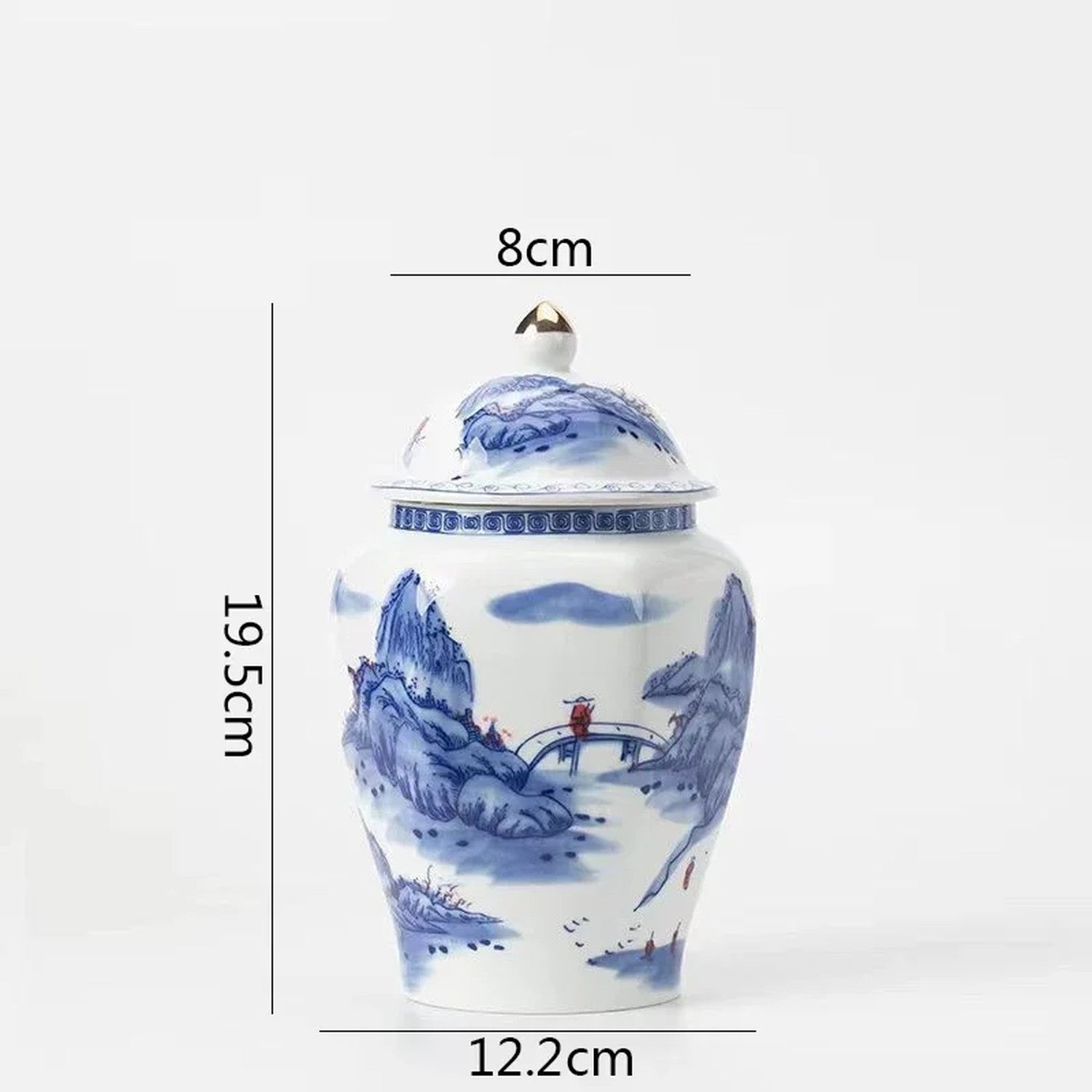 Pot à thé paysage de montagne porcelaine bleue