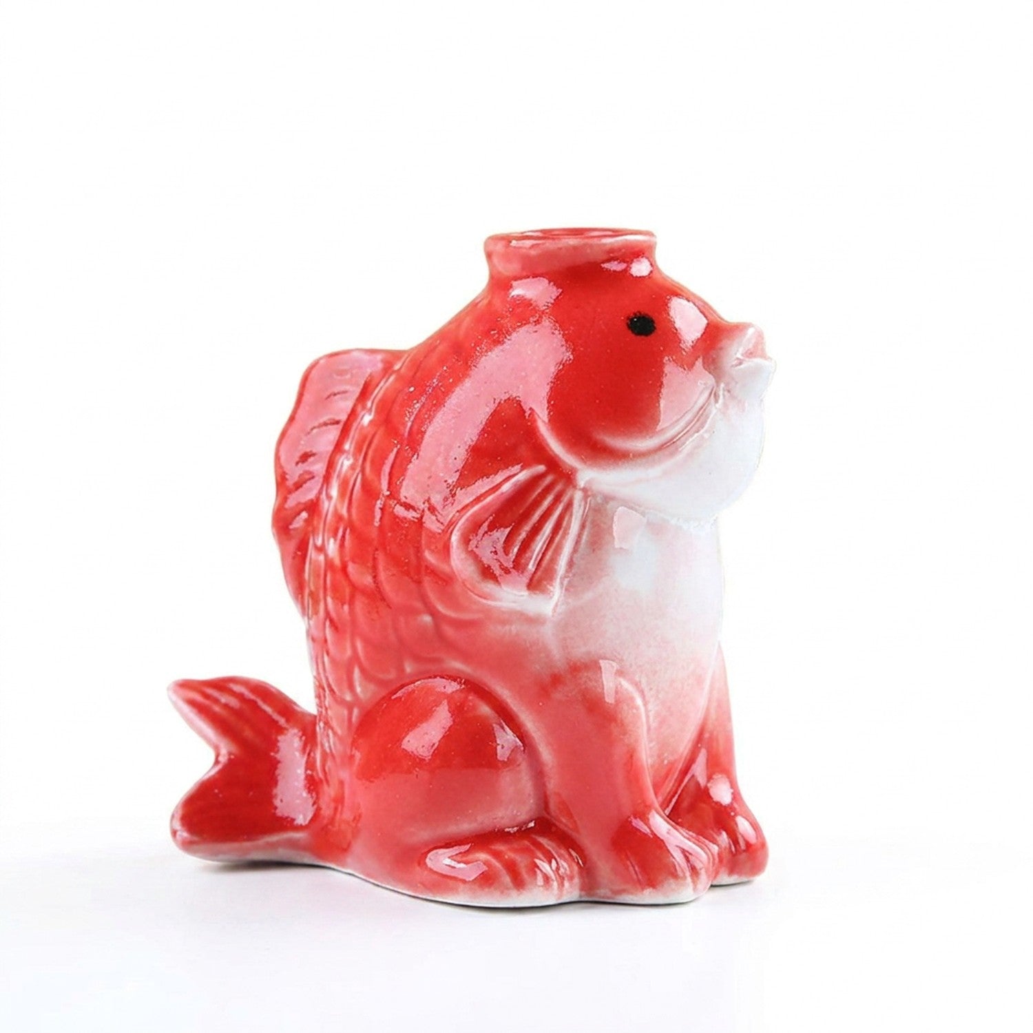 Vase céramique poisson rouge, accent décoratif
