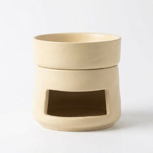 Brûle-parfums céramique mate Beige sur fond blanc