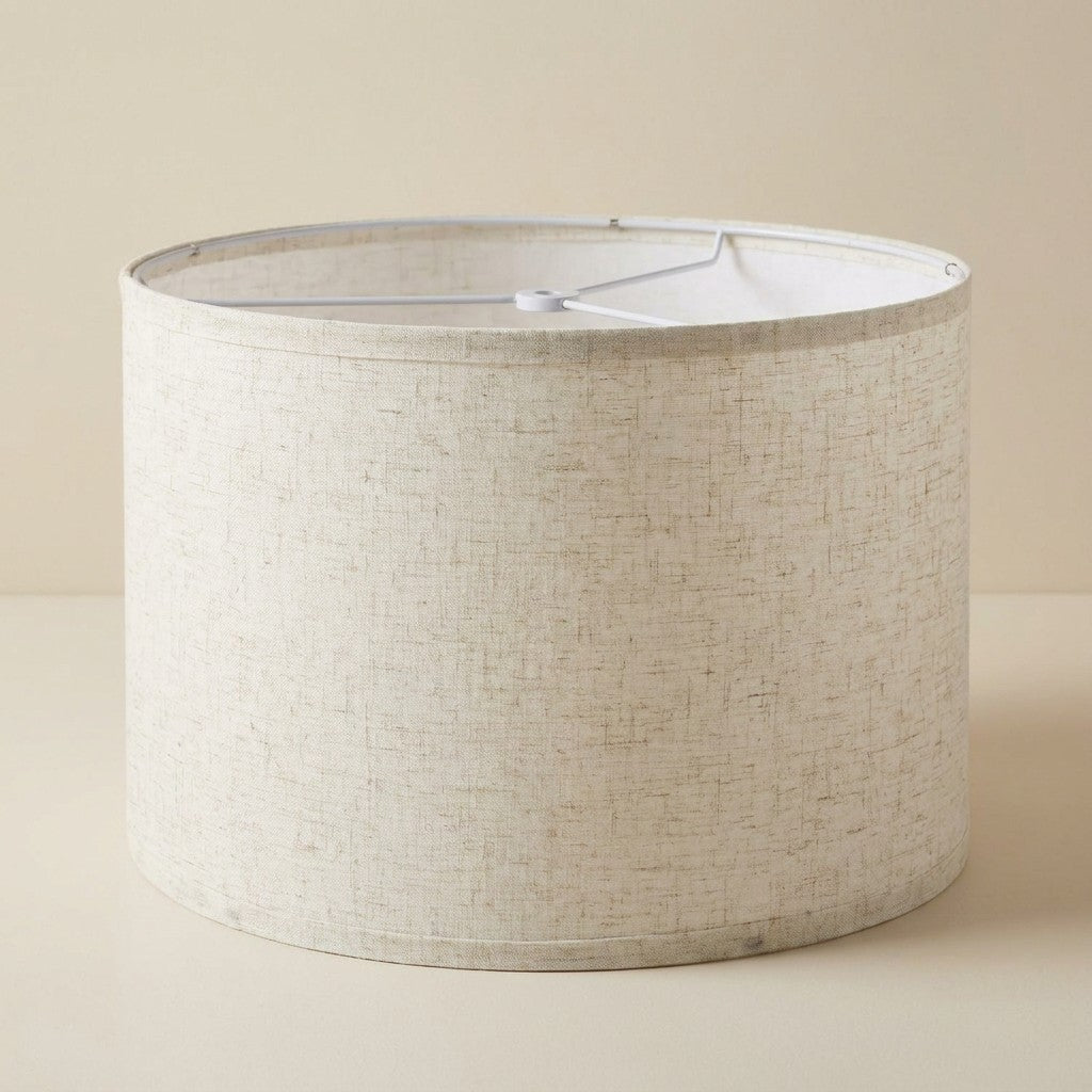 Abat-jour tambour en lin beige pour lampe de table