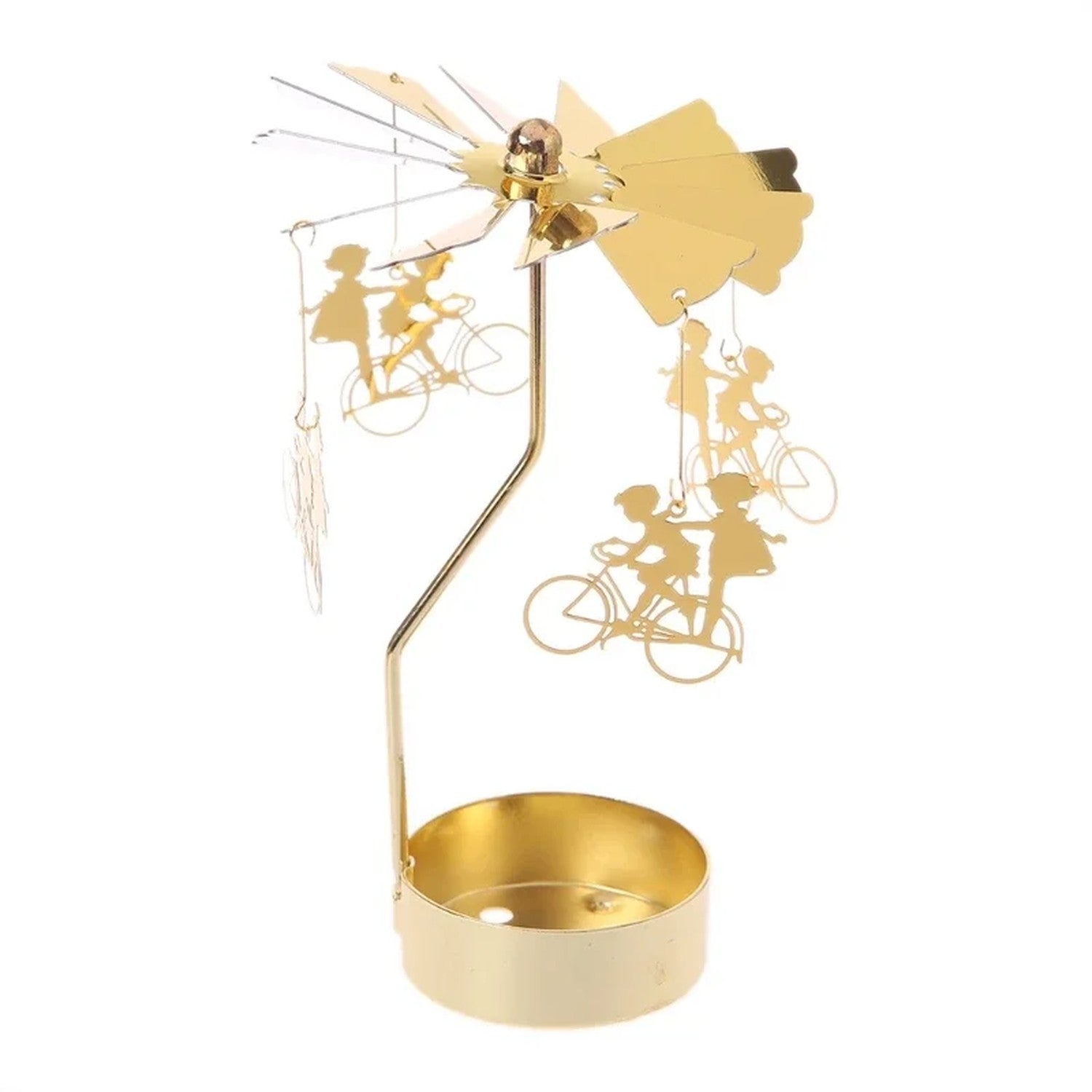 Bougeoir rotatif avec pendentif Vélo en métal doré