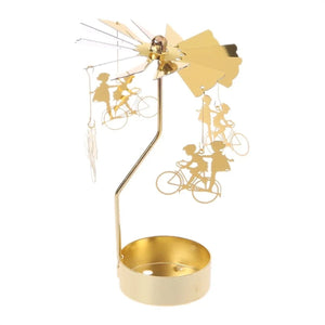Bougeoir rotatif avec pendentif Vélo en métal doré