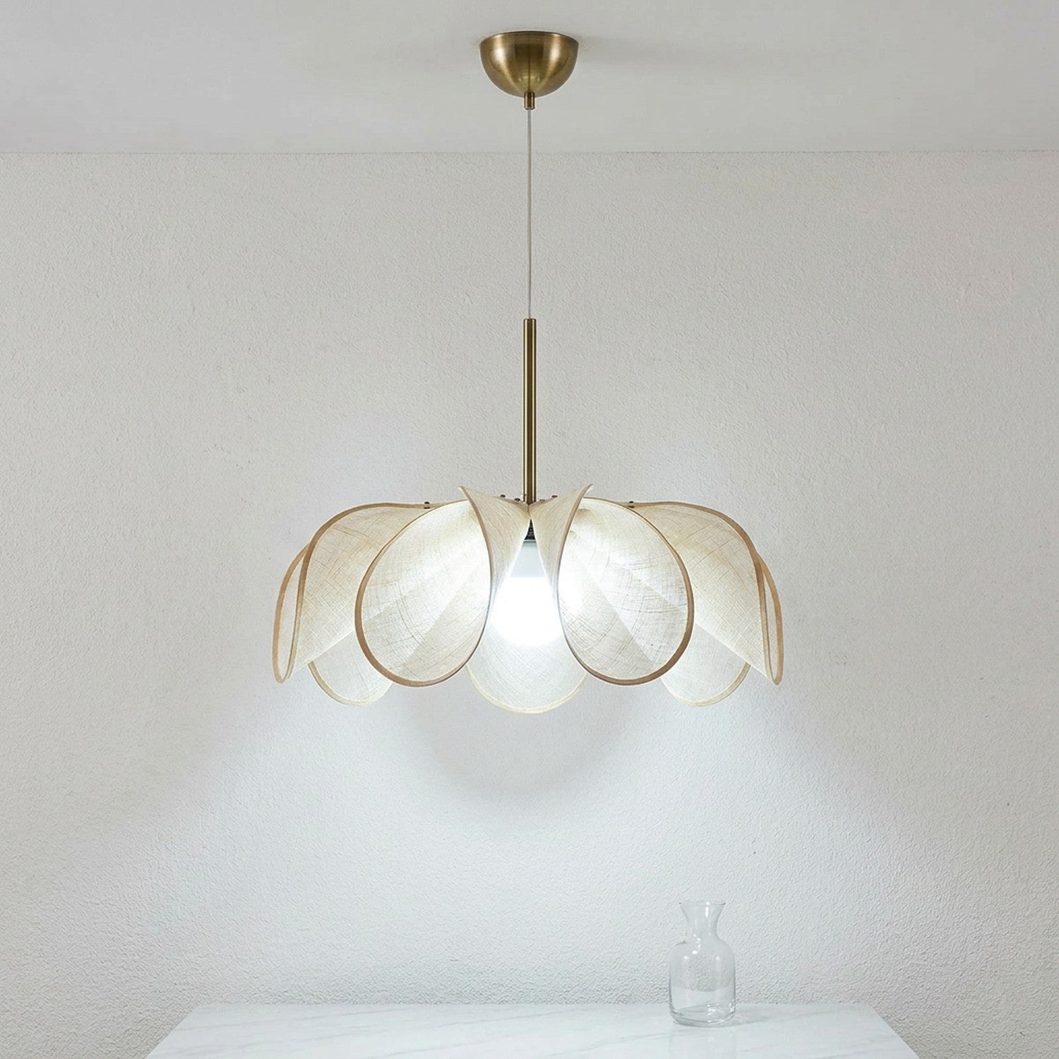 Suspension Wabi Sabi tissu lumière blanche froide claire