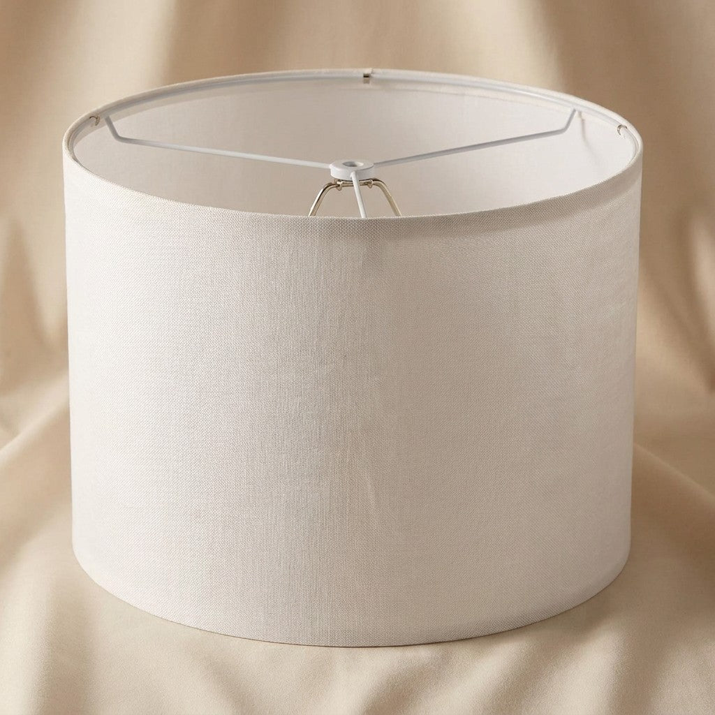 Abat-jour tambour en lin blanc pour lampe de table