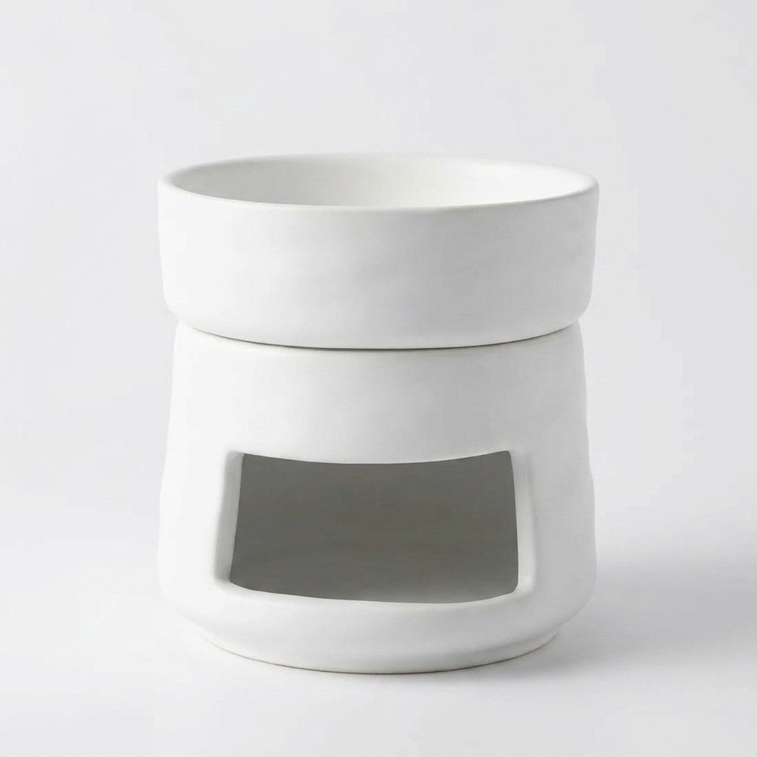 Brûle-parfums céramique mate Blanche sur fond blanc
