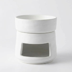 Brûle-parfums céramique mate Blanche sur fond blanc
