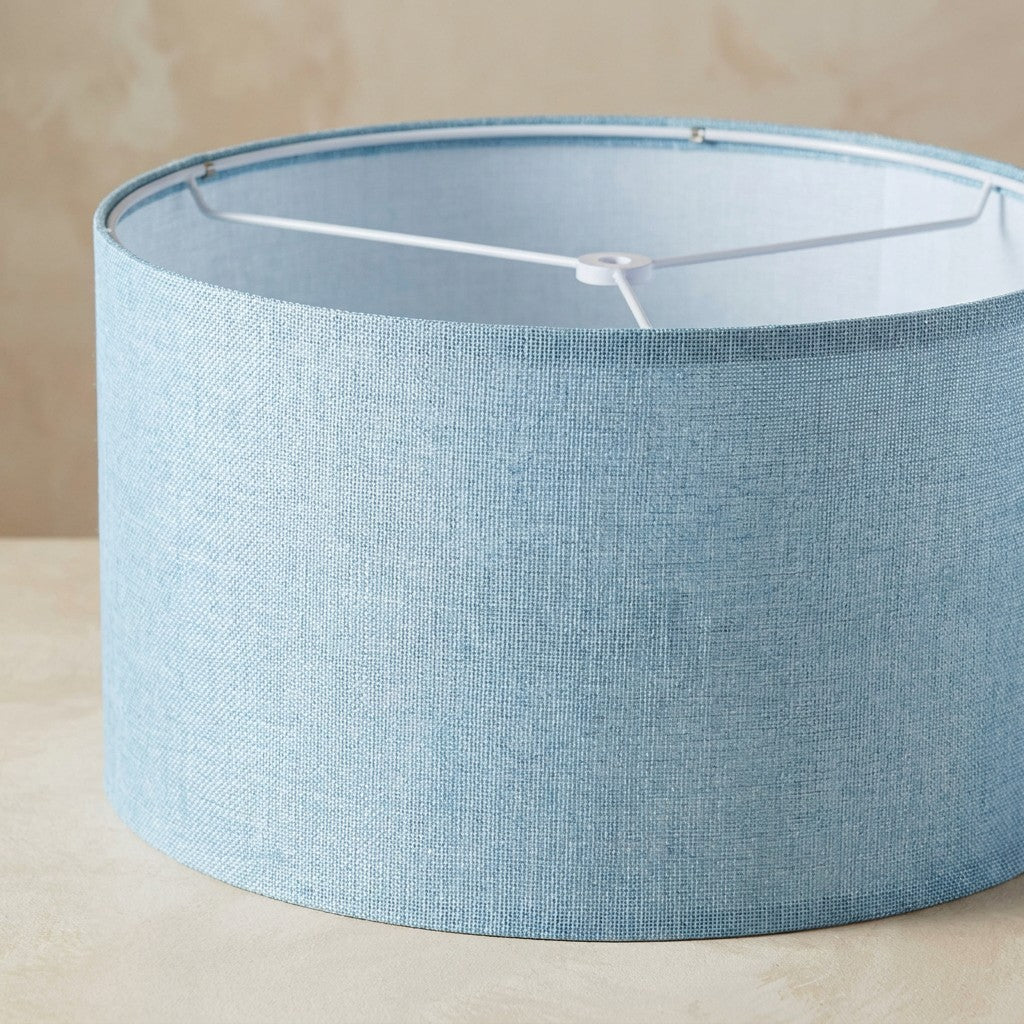 Abat-jour tambour en lin bleu clair pour lampe de table