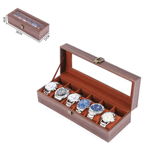 Boîte à montres en bois clair pour 6 montres allongée