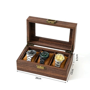 Boîte à montres en bois foncé pour 3 montres fermoir laiton