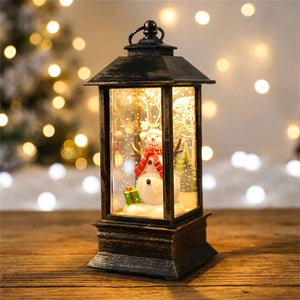 Lanterne Noël LED bonhomme de neige figurine écharpe rouge