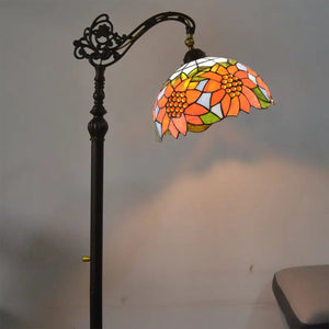 Abat-jour chrysanthème rouge vitrail 30cm