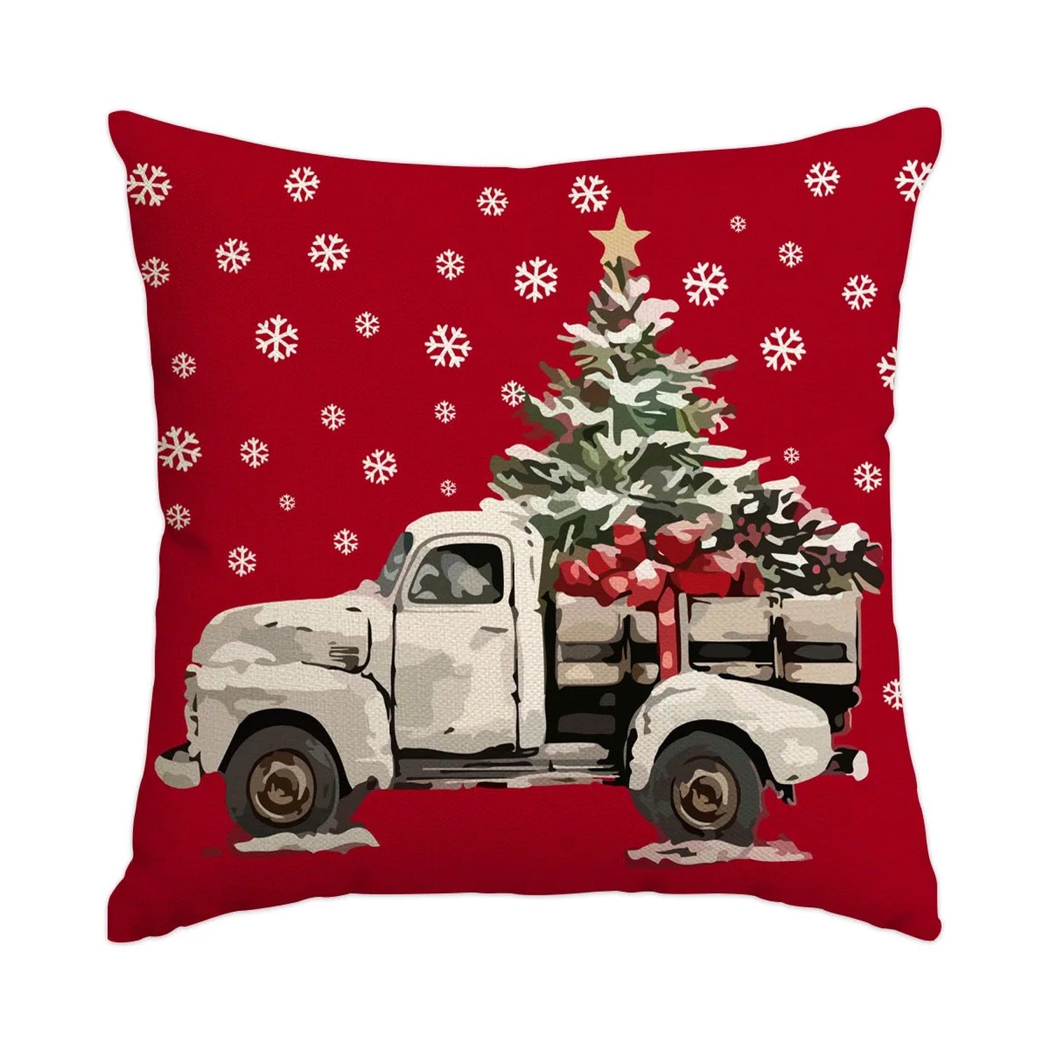 Housse de coussin de Noël motif Camion vintage