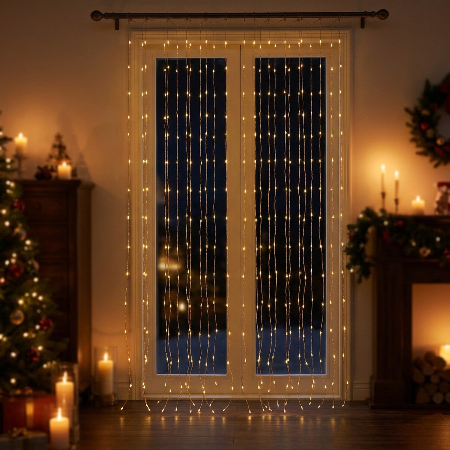 Rideau lumineux LED Blanc chaud lumière chaude dorée